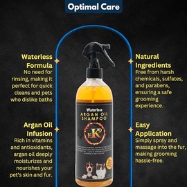 E3 Champú Seco para Perros Sin Agua De 16 Oz - Champú Seco con Aroma A Aceite De Argán para Perros Y Gatos - Sin Enjuague - Champú Sin Agua para El As