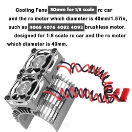 RCMYou Cooling Fans 30mm 27000rpm Motor Fan with Metal Heatsink 4068 4076 4082 4092 Brushless Motor Heatsink Update Parts for 1/8 RC Car 40mm 42mm Brushless Motor,Titanium