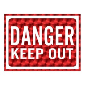 Danger Keep Out Business Sign - Vinyl Decal Sticker - 7.75" x 5.75" - Red Engine Turn