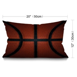 BGBDEIA Cushion Cover Basketball Game Leather Texture Spot Sport Cool Design Red Black Rectangular Throw Pillow Covers for Couch Sofa Home Decor Cotton Linen 12x20 Inch 30 x 50 cm