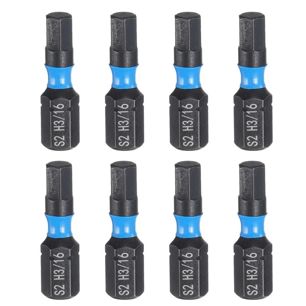 sourcing map 8pcs H3/16 SAE Hex Screwdriver Bit 1/4" Hex