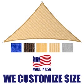 HOMA 8' x 14' x 16' Beige Sun Shade Sail Triangle Canopy, 95% UV Blockage Awning Shelter Fabric Cloth Screen for Patio Outdoor Backyard - Heavy Duty Commercial Grade (Custom Size - Made in USA)