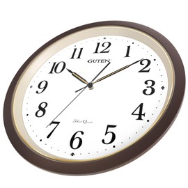 Caysie 16 Inch Large Silent Non Ticking Wall Clock, Quartz Battery Operated, Round Decorative Retro Brown Clock for Living Room, Bedroom, Kitchen, School, Office (Brown)