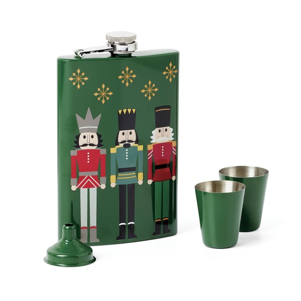 Cambridge 896221 Nutcracker 4-Piece Flask Set, Christmas Theme