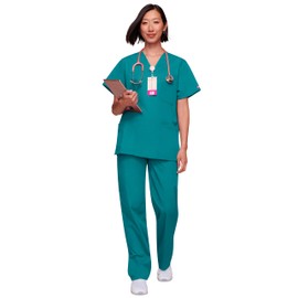 Cherokee Men - Man Scrub Top Originals - Medical Clothing - With 3 Pockets - V-Neck - WWE4876 - Teal Blue - XXS