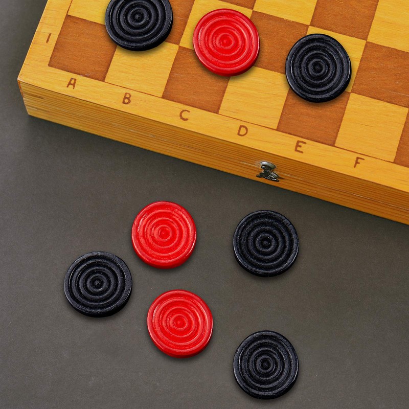 24 Pieces Wooden Checkers Pieces 1.06 Inch Checkers Board Game