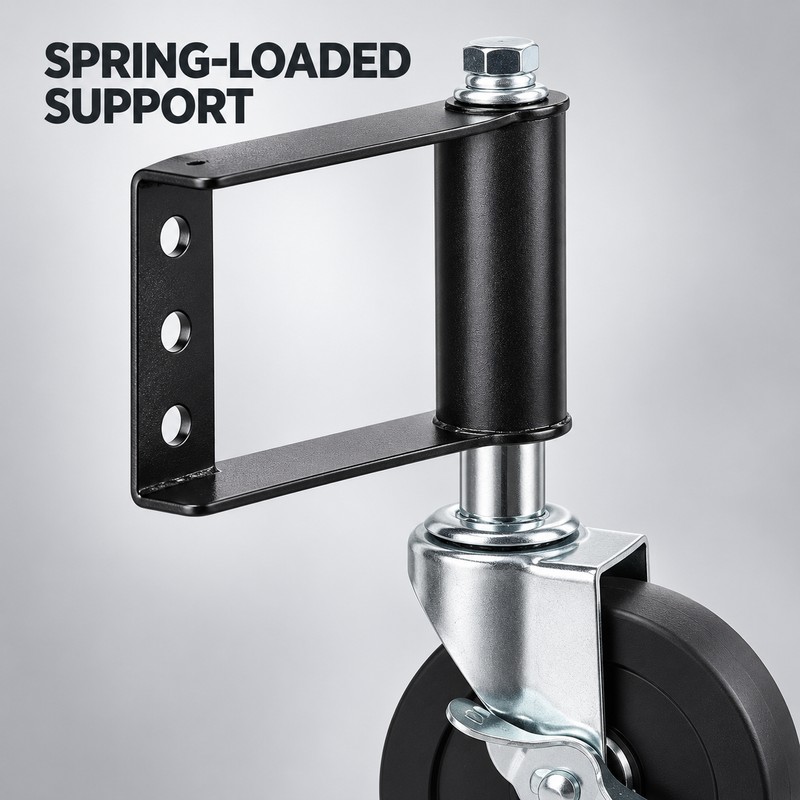 4-Inch Spring-Loaded Swing Gate Caster Wheel with Rubber Tire and