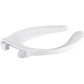 KOHLER K-4731-SC-0 Stronghold Elongated Toilet Seat with Self-Sustaining Check Hinge and Integrated Handle, White