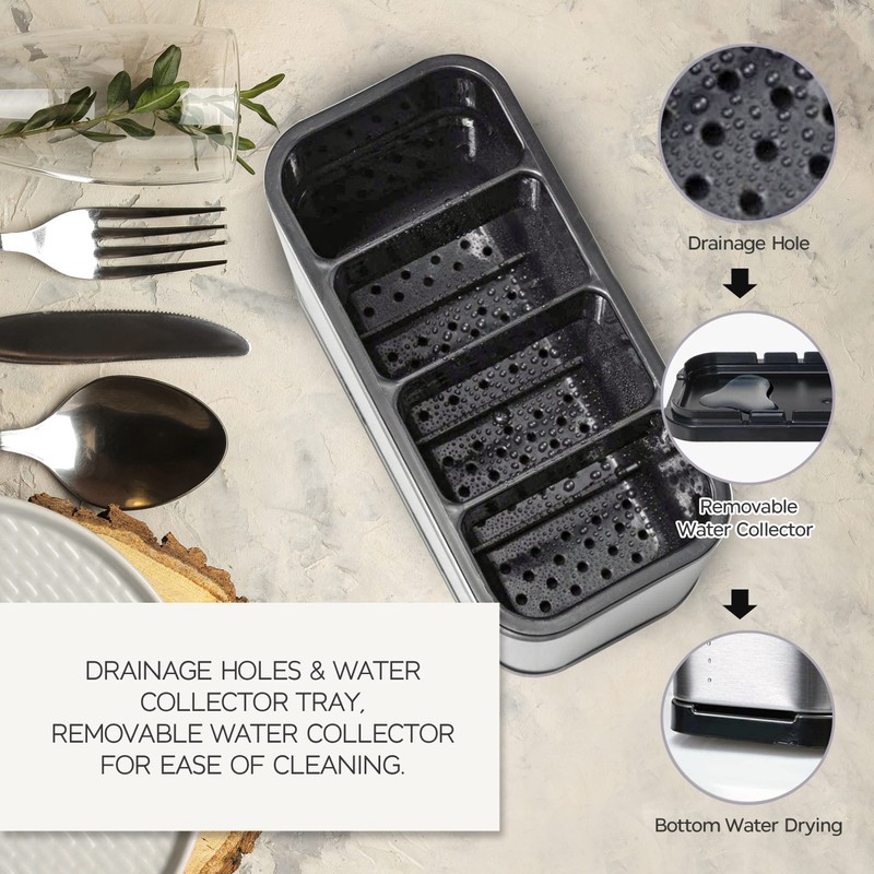 Kitchen Cutlery Holder Utensil Storage Organiser Stainless Steel Kitchen Utensil