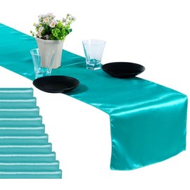 MDS 5 unidades Boda 30,5 x 274,3 cm satén camino de mesa Decoración Boda Banquete más de 30 Color, Verde azulado, 1