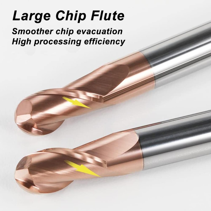ASNOMY Set of 2 Solid Carbide Radius Milling Cutter Ball