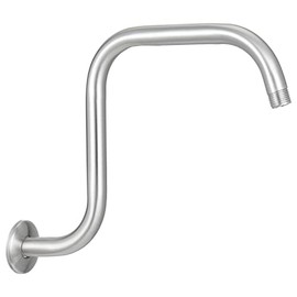 Voolan - Brazo de extensión para ducha de 13 pulgadas con brida, tubo elevador para cabezal de ducha de lluvia en forma de S, acero inoxidable, curva de cuello de ganso largo, conexión estándar de 1/2
