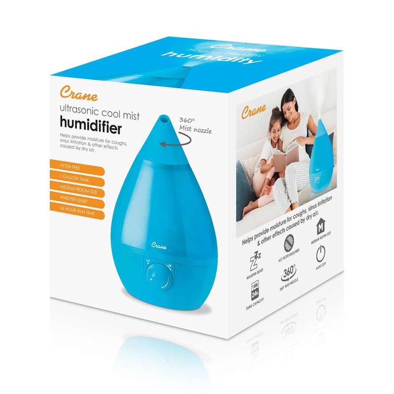 Crane Ultrasonic Cool Mist Humidifier for Bedroom, Baby Nursery, Kids