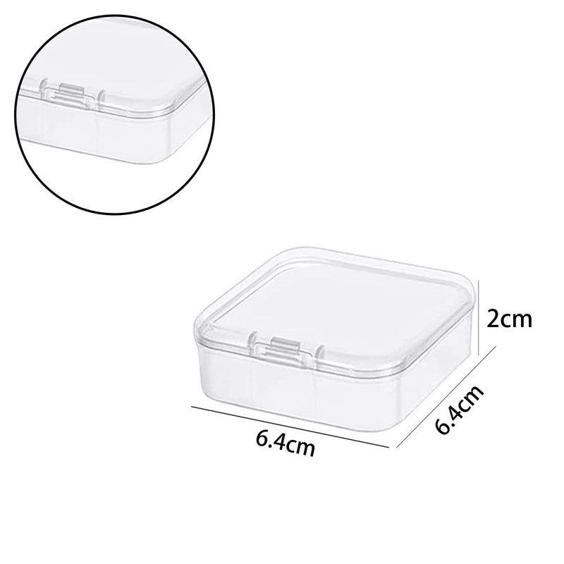 Leliafleury 6.4x6.4x2cm Transparent Plastic Organizer, 5Pcs Empty Mini Square Storage
