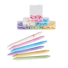 DIY Creative Letter Pen Set with English Numbers, Macaron 6 Colours, Cute Pens, Kawaii Pen, Cool Pens, Funny Pens, Retractable Gel Ink Pens, Ballpoint Pens, 0.5 mm Black Ink