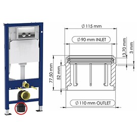 Concealed Toilet Tank Outlet Pipe Reduction 90/110mm Flush Wall Mounted Cistern