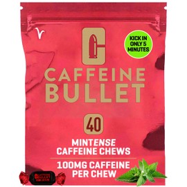 Caffeine Bullet Mint Energy Chews *80 – Faster Boost Than Gels, Tablets and Gum. 100mg Caffeine - Sport Science for Running, Cycling, Gaming & Pre Workout Endurance Kick.