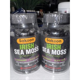 Sakoon nutrition Irish Sea Moss gummies Raspberry )& Black Seed Oil ( 2 Packs)