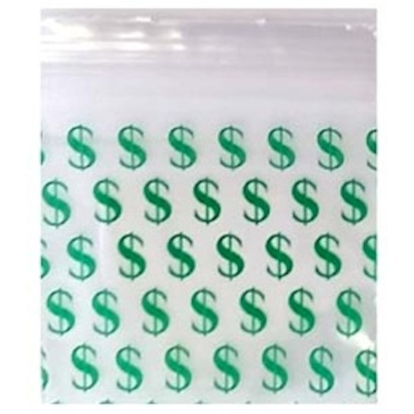 200 - 1" x 1" Dollar Sign Small Plastic Ziplock Baggies