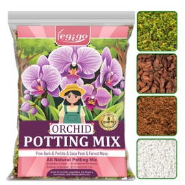 Legigo 4 QT Orchid Potting Mix- Natural Orchid Soil Mix for Repotting with Moss, Pine Bark, Coco Peat and Perlite, Enhanced Drainage Orchid Bark Potting Mix Repotting Kit for Indoor Plant Growth