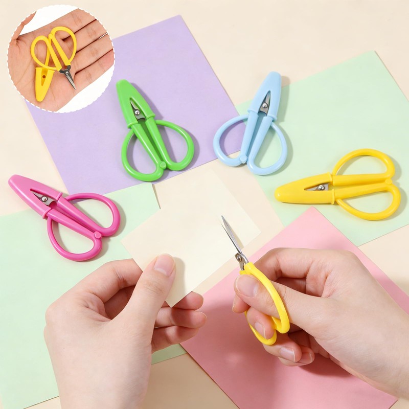 Mini Scissors 5 Pack, Tiny Needlepoint Scissors with Protective Covers