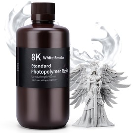 ELEGOO Standard 8K 3D Printer Resin 1000g White Smoke, 405nm Highest Precision Resin Rapid Printing Low Shrinkage, UV-Curing for 8K/12K/14K High Resolution LCD 3D Printer