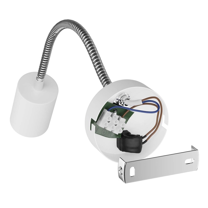 ledscom.de Waika Reading Lamp with Gooseneck and Switch Matte White