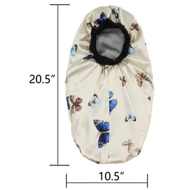 SENGTERM Kids Long Satin Bonnet Girls Sleeping Cap Braids Bonnet for Long Curly Hair (Kids Long Butterfly)