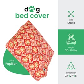 Molly Mutt Small Dog Bed Cover Papillon Print Measures 22" x 27" x 5" 100% Cotton Durable Breathable Sustainable Machine Washable Dog Bed Cover