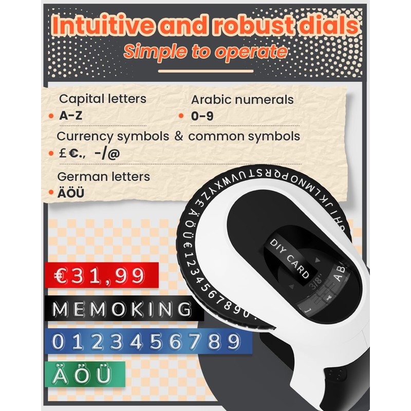 Memoking Embossing Label Maker Machine-E975 3D Embossed Label Maker with