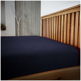 VELVETIO Easy Care Teddy Bear Deep Fitted Sheet, Super Soft Thermal Warm Fleece Bedsheet, Hypoallergenic Cuddle & Fluffy Bed Linen, Single Size Bedset, Navy
