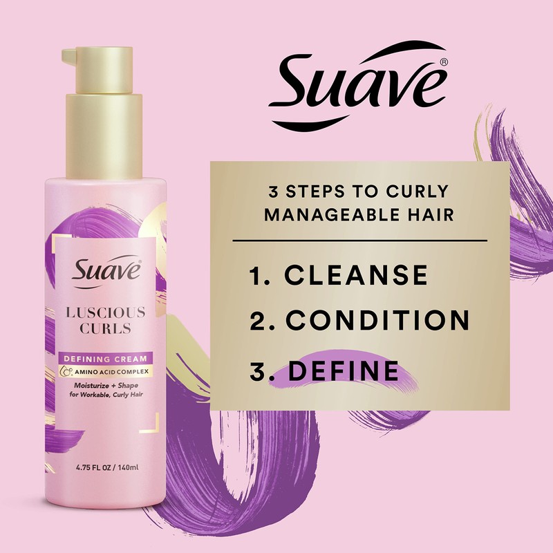 Suave Pink Luscious Curls Styling Cream Hair Cream for Luscious