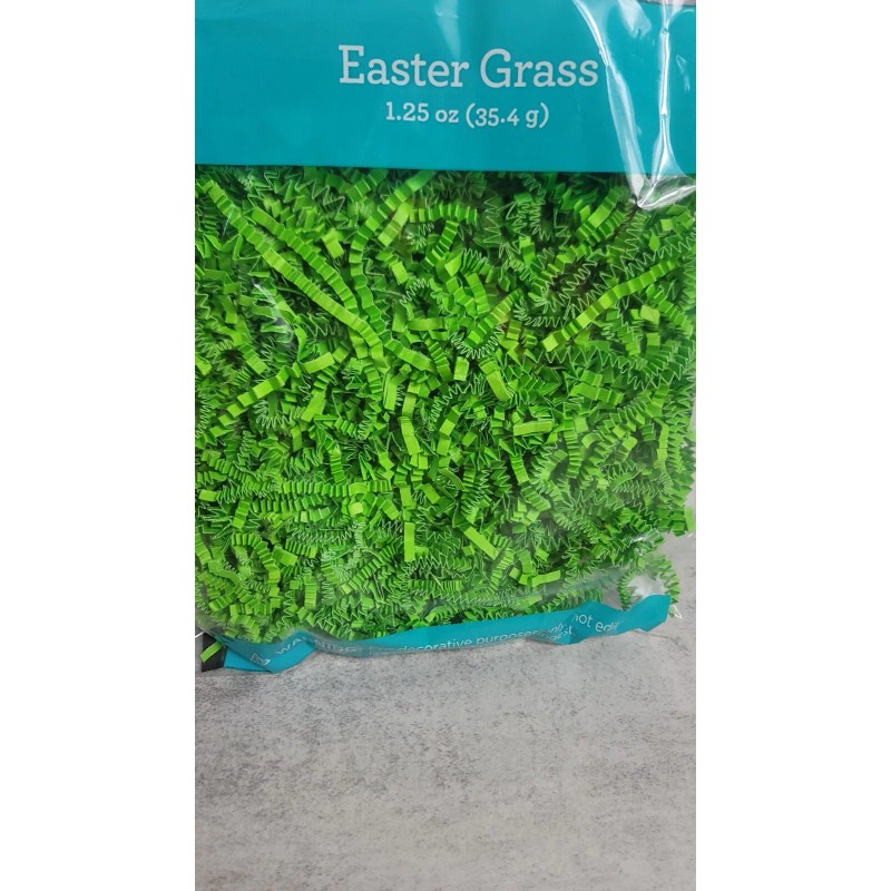 Easter Basket Grass Crinkled Paper Green Christmas Filler Decor Discontinued