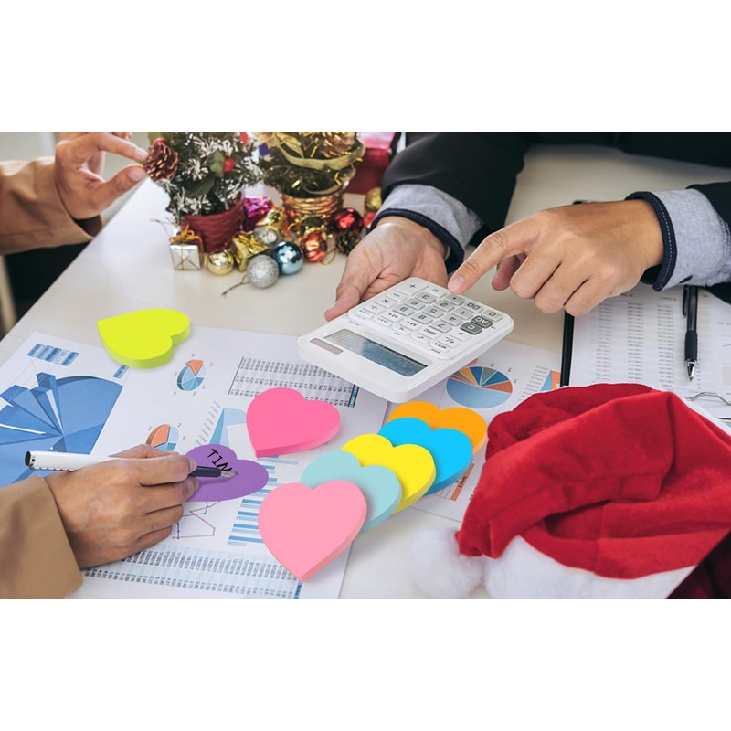Heart Sticky Notes 3x3 in, 8 Pads, Super Cute Bright