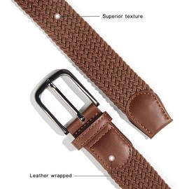 2Pcs Braided Belt,Woven Belt, Casual Youth Baseball Belt,Woven Stretch Belt,Pin Buckle Stretch Elastic Braided Belt