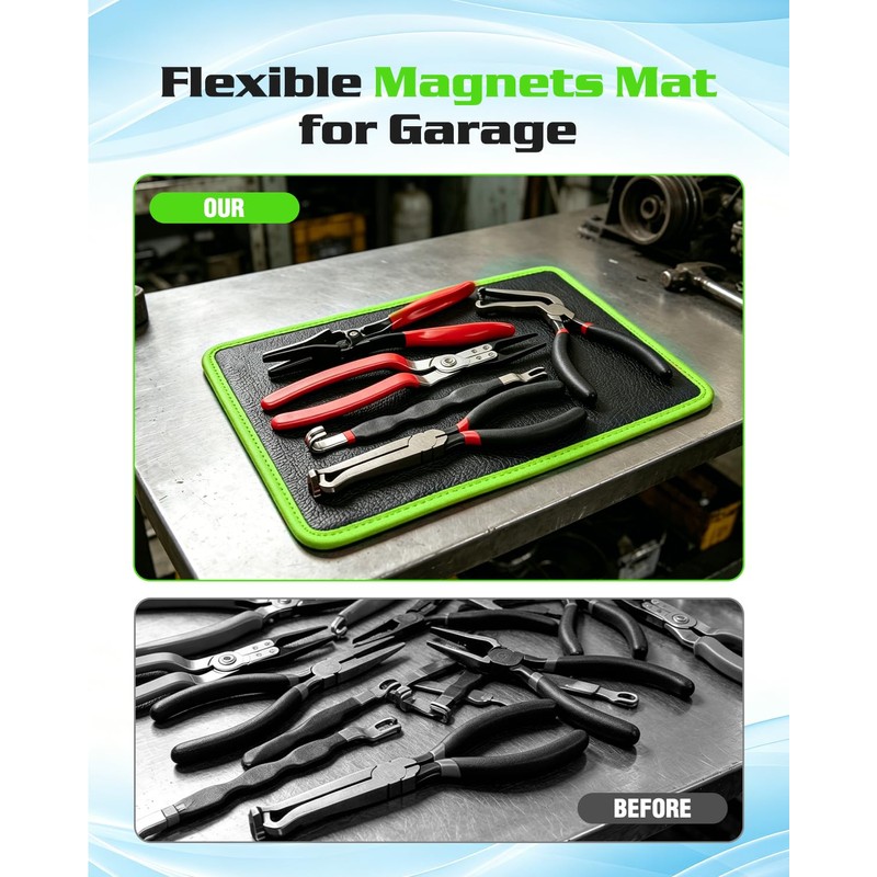Magnetic Tool Mat & Holder | 12.8"x9.8" Flexible Magnetic Tray