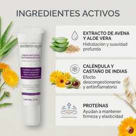 Exderm Age Crema Contorno de Ojos Antiedad y Antiojeras Reduce Bolsas con Retinol Protena de Soya Extracto Avena Tratamiento Reafirmante 15 Ml        