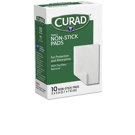 CURAD Sterile Nonstick Pads, 2" x 3", Not Made From Natural Rubber Latex, 10/Box