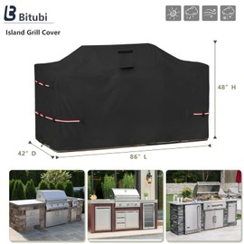 Bitubi 86 Inch Island Grill Cover - 600D Heavy Duty Waterproof All Weather Protection Extra Large Grill Cover,Black