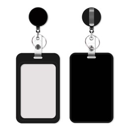 Retractable Badge Holder with Carabiner Reel Clip and Keychain, Multiple Pattern Options, Cute and Fashionable (Black C)