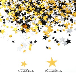 FEPITO 80g Gold Silver Black Star Confetti Table Confetti Metallic Foil Stars Sequin for Wedding Party Decoration