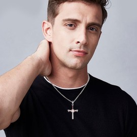 ZPMMPZ Baseball Necklace Sterling Silver Faith Over Fear Pendant Christianity Cross Jewelry Gifts for Men Women Base Ball Lovers