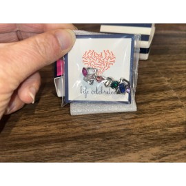 Keep Collective Rainbow Geo Bar Pave Silver Cluster Charm Stella Dot NIB