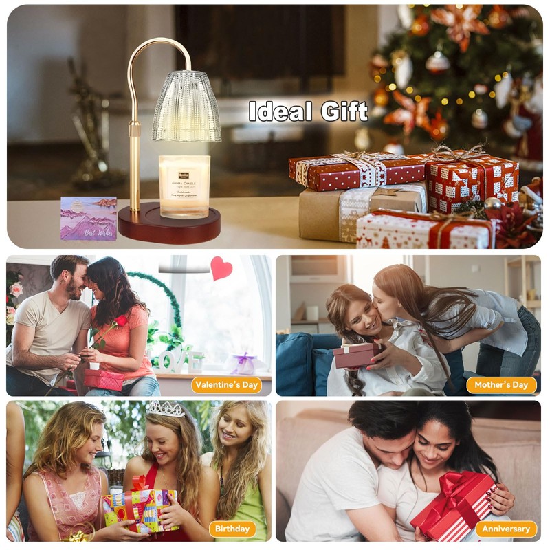 TOACSUCP Candle Warmer Lamp with 3 Bulbs, Adjustable Height Dimmable