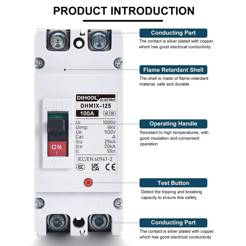 DIHOOL DC Main 100 Amp Circuit Breaker, Battery Disconnect Switch