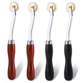 JNENERY 4PCS Tracing Wheel Sewing Tool,Professional Stitch Marking Spacer,Wood and Stainless Steel Pounce Wheel,Pounce Wheel for Sewing Patterns with Wooden Handle forTracing Paper and Leather Crafts
