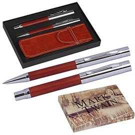 Mark Twain Writing Set Including Ballpoint Pen and Fountain Pen Elegant Writing Material for Office and Workplace