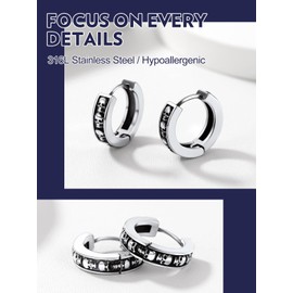 Stainless Steel Huggie Earrings for Men Women Skull Huggie Hoop Earrings Gothic Skull Ear Hoops Punk Skeleton Earrings Jewelry