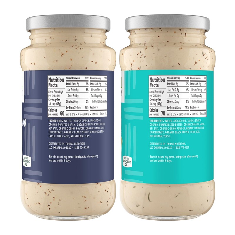 Primal Kitchen No-Dairy Alfredo Pasta Sauce 2-Pack, No Added Sugar,
