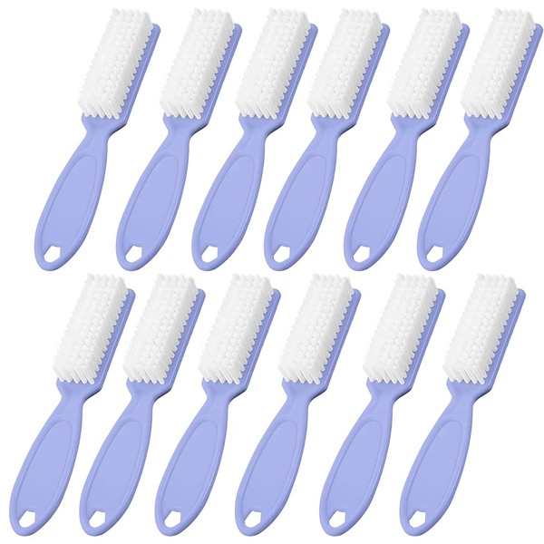 SQULIGT 12Pcs Nail Brush for Cleaning Fingernails, Handle Grip Cleaning Brush for Nail and Toenail, Nail Dust Brush Manicure Pedicure Tools Scrubbing Brush Women Men Home Salon(Grayish Purple)